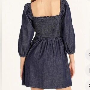 J.CREW Babydoll Smocked puff-sleeve Coquette Dress size S in chambray